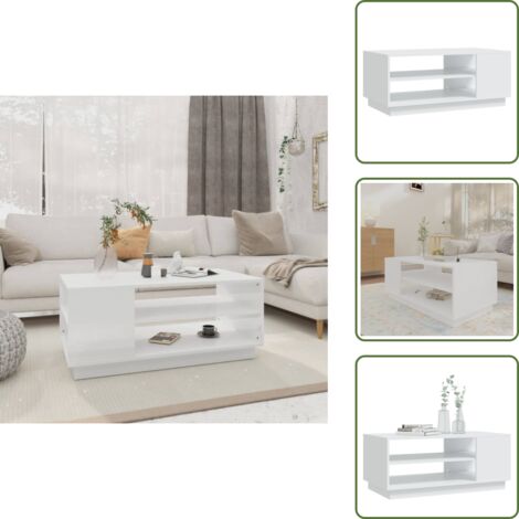 Tavolino da soggiorno - vidaXL Tavolino da Salotto Bianco 102x55x43 cm in Truciolato - Tavolino con ripiani