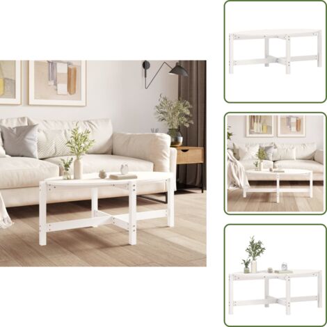 Tavolino da soggiorno - vidaXL Tavolino da Salotto Bianco 118x63x45 cm Legno Massello di Pino - Tavolino in legno massello