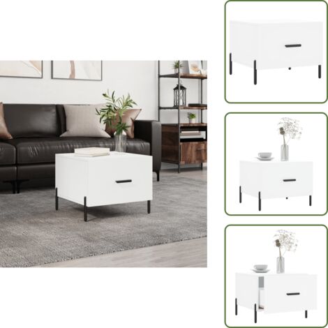 Tavolino da soggiorno - vidaXL Tavolino da Salotto Bianco 50x50x40 cm in Legno Multistrato - Tavolino in ferro