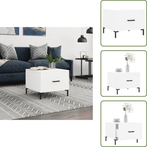 Tavolino da soggiorno - vidaXL Tavolino da Salotto Bianco 50x50x40 cm in Legno Multistrato - Tavolino in ferro