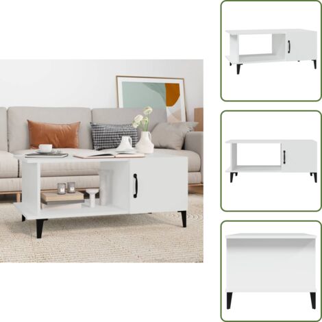 Tavolino da soggiorno - vidaXL Tavolino da Salotto Bianco 90x50x40 cm in Legno Multistrato - Tavolino con ripiano