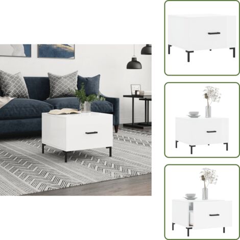 Tavolino da soggiorno - vidaXL Tavolino da Salotto Bianco Lucido 50x50x40 cm Legno Multistrato - Tavolino da salotto bianco lucido