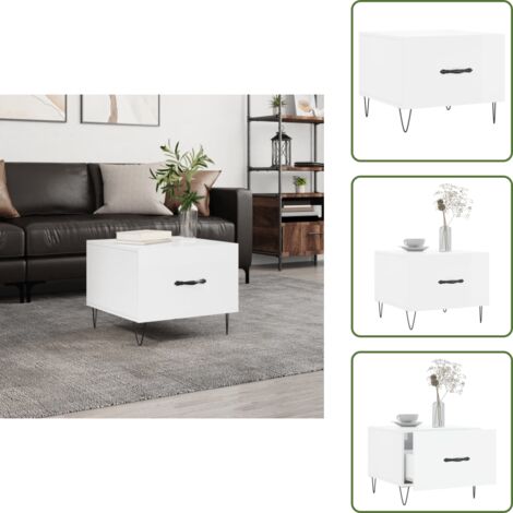 Tavolino da soggiorno - vidaXL Tavolino da Salotto Bianco Lucido 50x50x40 cm Legno Multistrato - Tavolino da salotto bianco lucido