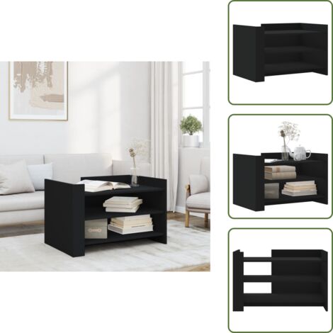 Tavolino da soggiorno - vidaXL Tavolino da Salotto Nero 80x50x50 cm in Legno Multistrato - Tavolino con ripiani