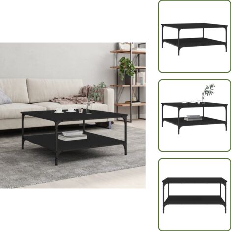 Tavolino da soggiorno - vidaXL Tavolino da Salotto Nero 80x80x40 cm in Legno Multistrato - Tavolino con ripiani