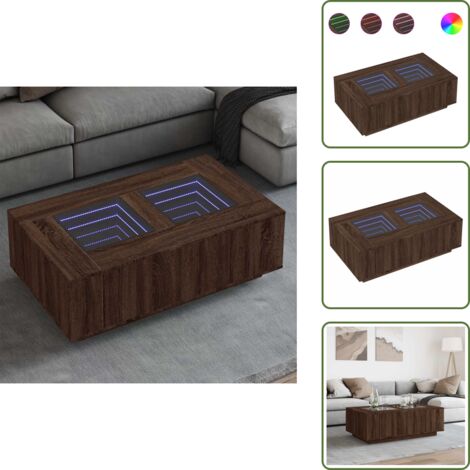 Tavolino da soggiorno - vidaXL Tavolino Salotto con LED Infinity Rovere Marrone 116x69x40 cm - Tavolino da camera da letto