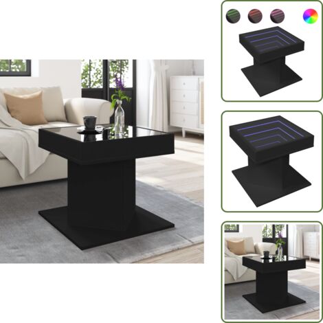 Tavolino da soggiorno - vidaXL Tavolino Salotto con LED Nero 50x50x45 cm Legno Multistrato - Tavolino con luci RGB