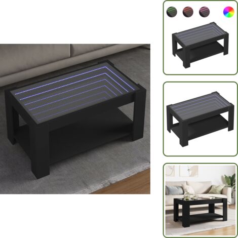 Tavolino da soggiorno - vidaXL Tavolino Salotto con LED Nero 93x53x45 cm Legno Multistrato - Tavolino con luci RGB
