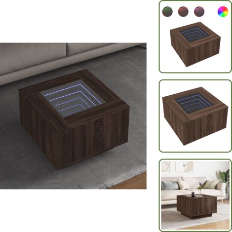 Tavolino da soggiorno - vidaXL Tavolino Salotto con LED Rovere Marrone 60x60x40 cm Multistrato - Tavolino laterale