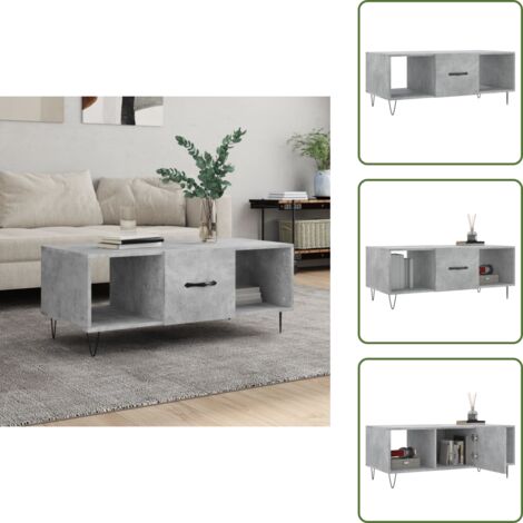 Tavolino da soggiorno - vidaXL Tavolino Salotto Grigio Cemento 102x50x40 cm Legno Multistrato - Tavolino con scomparti