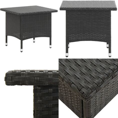 Tavolino da Tè Nero 50x50x47 cm in Polyrattan - Tavolino da giardino - Tavolino da caffè