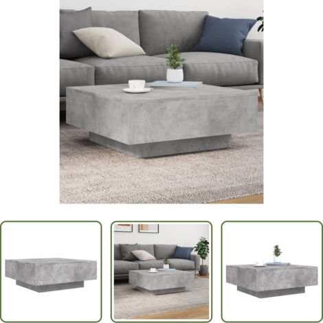 Tavolino da tè -  Tavolino Salotto Grigio Cemento 80x80x31 cm Legno Multistrato
