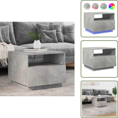 Tavolino da tè - vidaXL Tavolino da Soggiorno con Luci LED Grigio Cemento 50x49x40 cm - Tavolino laterale