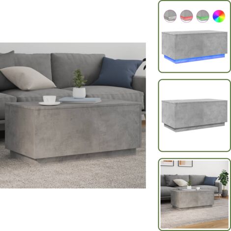 Tavolino da tè - vidaXL Tavolino da Soggiorno con Luci LED Grigio Cemento 90x50x40 cm - Tavolino laterale