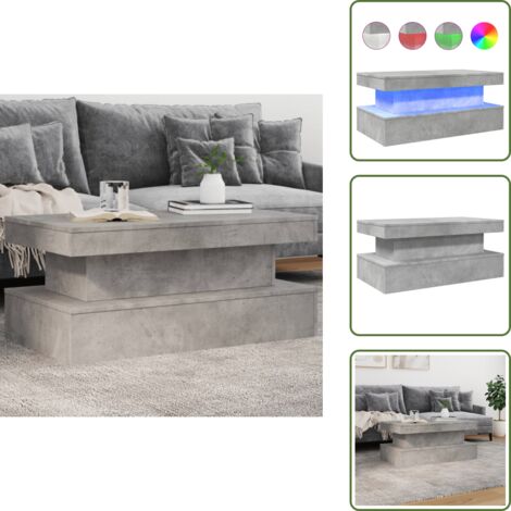 Tavolino da tè - vidaXL Tavolino da Soggiorno con Luci LED Grigio Cemento 90x50x40 cm - Tavolino laterale