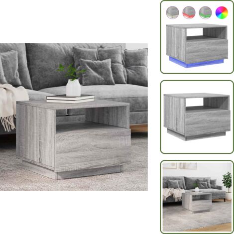 Tavolino da tè - vidaXL Tavolino da Soggiorno con Luci LED Grigio Sonoma 50x49x40 cm - Tavolino laterale