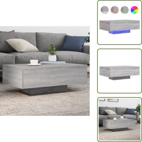 Tavolino da tè - vidaXL Tavolino da Soggiorno con Luci LED Grigio Sonoma 85x55x31 cm - Tavolino laterale