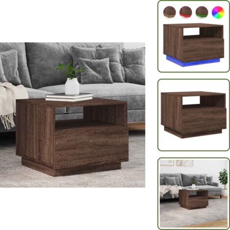Tavolino da tè - vidaXL Tavolino da Soggiorno con Luci LED Rovere Marrone 50x49x40 cm - Tavolino laterale