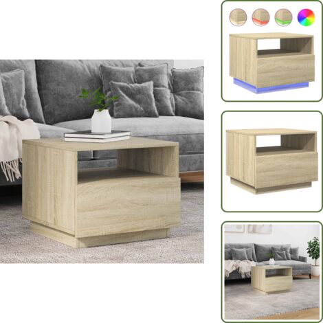 Tavolino da tè - vidaXL Tavolino da Soggiorno con Luci LED Rovere Sonoma 50x49x40 cm - Tavolino laterale