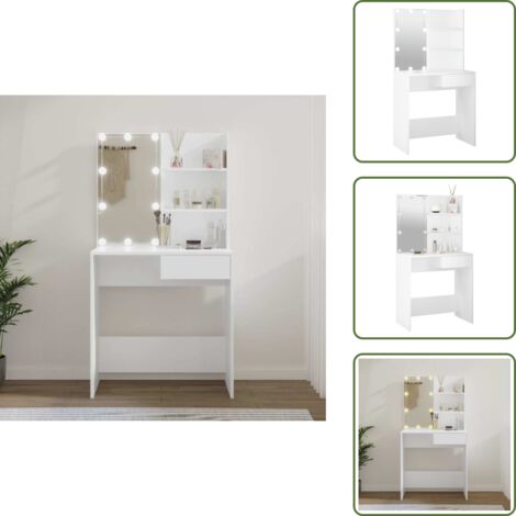 Tavolino da toeletta con specchio - vidaXL Toeletta con LED Bianca 74,5x40x141 cm - Tavolino da toeletta con USB