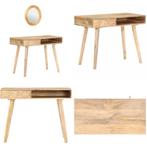 Tavolino da Trucco 100x50x76 cm in Legno Massello di Mango - Tavolino da trucco mango - Tavolino da trucco in legno massello