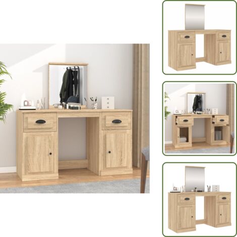 Tavolino da trucco con supporto - vidaXL Toeletta con Specchio Rovere Sonoma 130x50x132,5 cm - Toeletta in legno