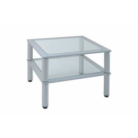 Tavolino da ufficio quadrato 60x60 cm ripiani in vetro