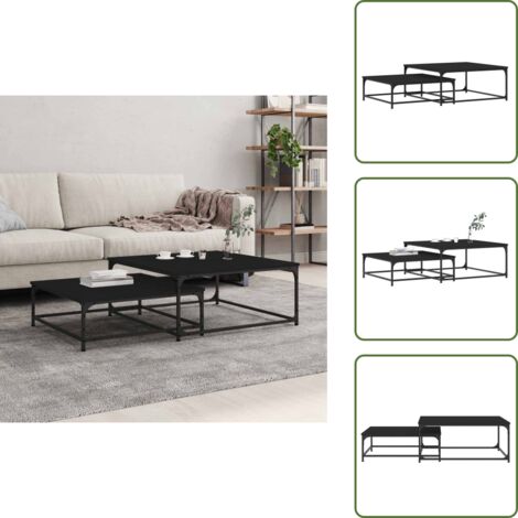 Tavolino da ufficio - vidaXL Tavolini Impilabili 2 pz Neri in Legno Multistrato - Tavolino da soggiorno