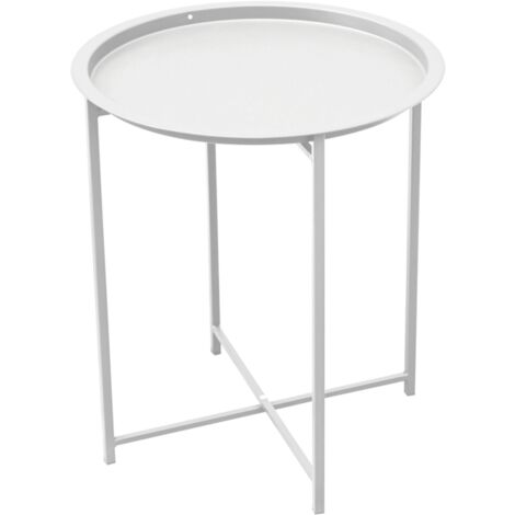 Tavolino d'Appoggio per Giardini e Piscine Rotondo Bianco 46 cm