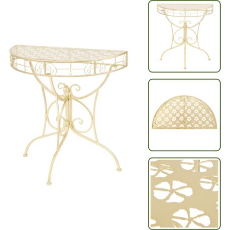 Tavolino decorativo - vidaXL Tavolino Vintage in Metallo Semicircolare 72x36x74 cm Oro - Tavolino per piante