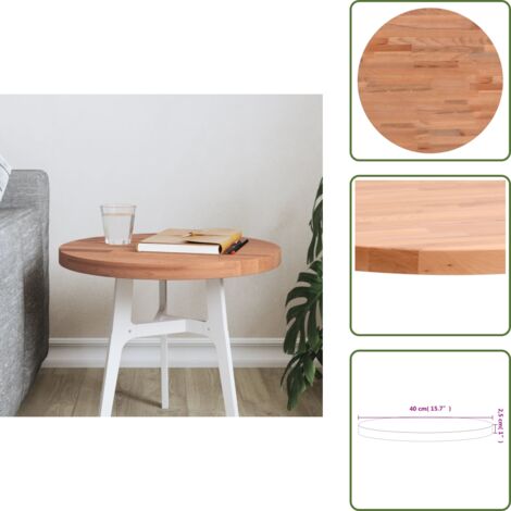 Tavolino di servizio - vidaXL Piano per Tavolo Ø40x2,5 cm Rotondo in Legno Massello di Faggio - Legno massello