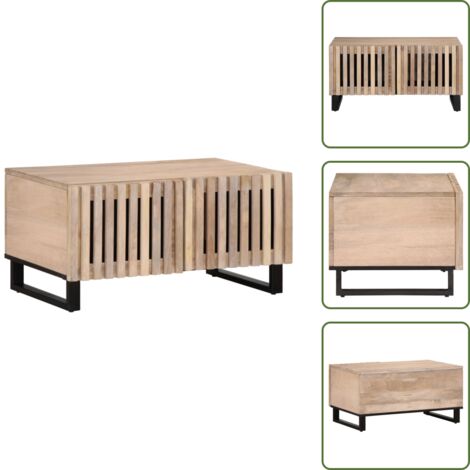 Tavolino di servizio - vidaXL Tavolino da Salotto Bianco 80x51x40 cm Legno Massello di Mango - Tavolino in legno massello