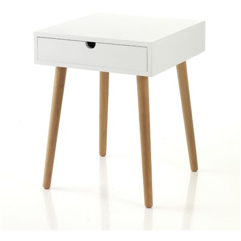 Tavolino effetto legno laccato bianco cm. H.50 x L.40 x P.40