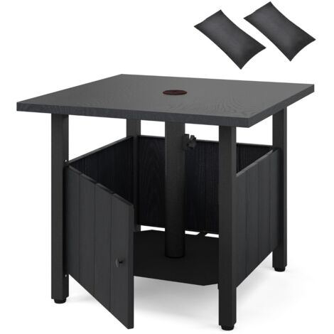 Tavolino esterno foro ombrellone 48 cm base 2 sacchetti sabbia Tavolino giardino Nero