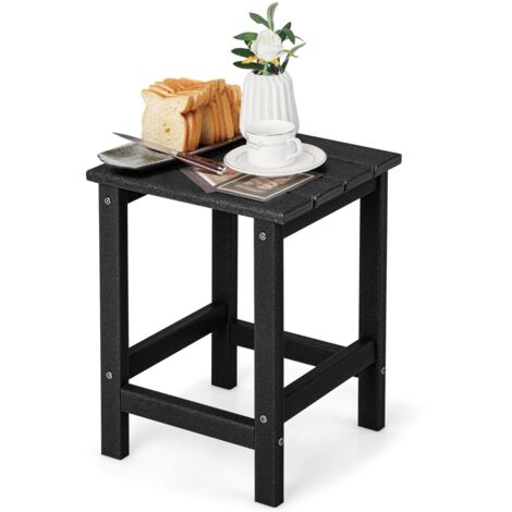 Tavolino esterno HDPE resistente intemperie Tavolino adirondack quadrato patio Nero