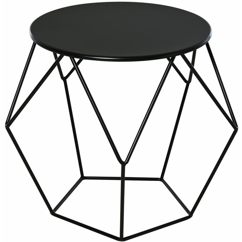 Tavolino Geometrico di Design in Acciaio Nero 54x54x44 cm