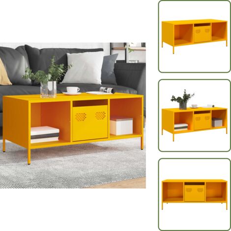 Tavolino giallo - vidaXL Tavolino Giallo 101,5x50x43,5 cm Acciaio Laminato a Freddo - Tavolino con cassetto