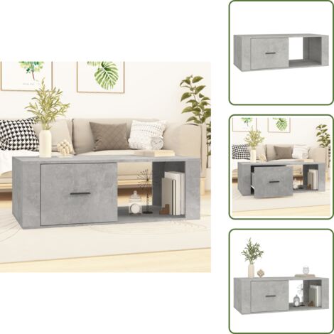 Tavolino grigio cemento - vidaXL Tavolino Salotto Grigio Cemento 100x50,5x35cm Legno Multistrato - Tavolino multistrato