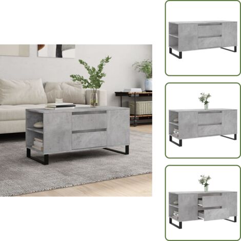 Tavolino grigio cemento - vidaXL Tavolino Salotto Grigio Cemento 102x44,5x50cm Legno Multistrato - Tavolino con cassetti