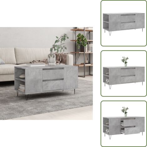Tavolino grigio cemento - vidaXL Tavolino Salotto Grigio Cemento 102x44,5x50cm Legno Multistrato - Tavolino con cassetti
