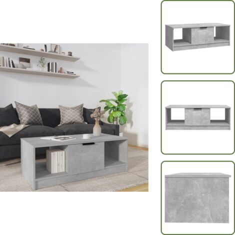 Tavolino grigio cemento - vidaXL Tavolino Salotto Grigio Cemento 102x50x36 cm Legno Multistrato - Tavolino con scomparti