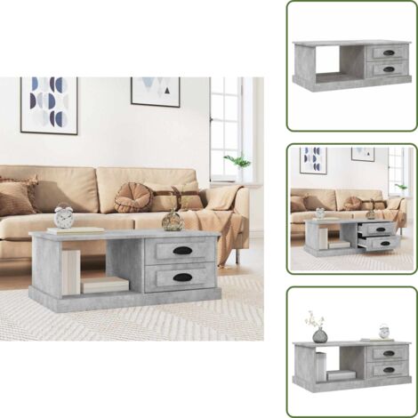 Tavolino grigio cemento - vidaXL Tavolino Salotto Grigio Cemento 90x50x35 cm Legno Multistrato - Tavolino con cassetti