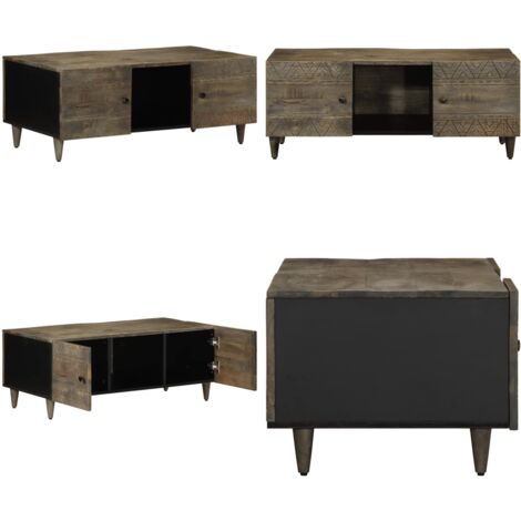 Tavolino Grigio Chiaro 100x54x40cm in Legno Massello di Mango - Tavolino da soggiorno - Tavolino da camera da letto