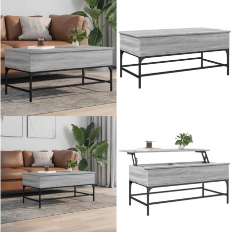 Tavolino Grigio Sonoma 100x50x45 cm Legno Multistrato e Metallo - Tavolino in legno - Tavolino in metallo