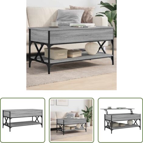 Tavolino grigio -  Tavolino Salotto Grigio Sonoma 100x50x50 cm Multistrato Metallo