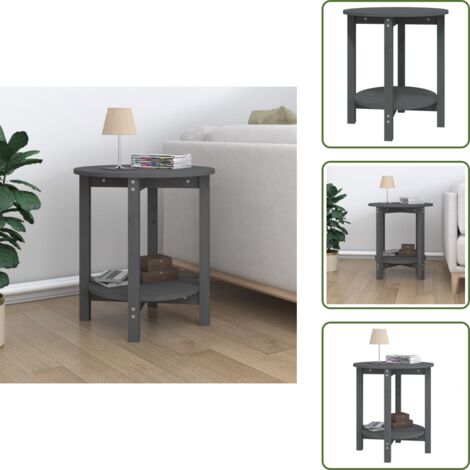 Tavolino grigio - vidaXL Tavolino da Salotto Grigio Ø 55x60 cm in Legno Massello di Pino - Tavolino da soggiorno