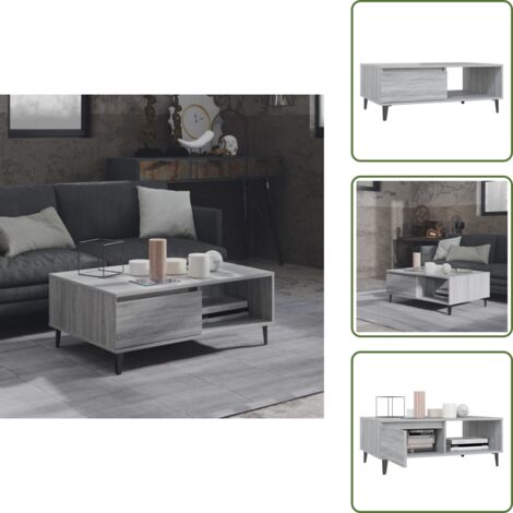 Tavolino grigio - vidaXL Tavolino da Salotto Grigio Sonoma 90x60x35 cm in Truciolato - Tavolino da salotto con ripiani