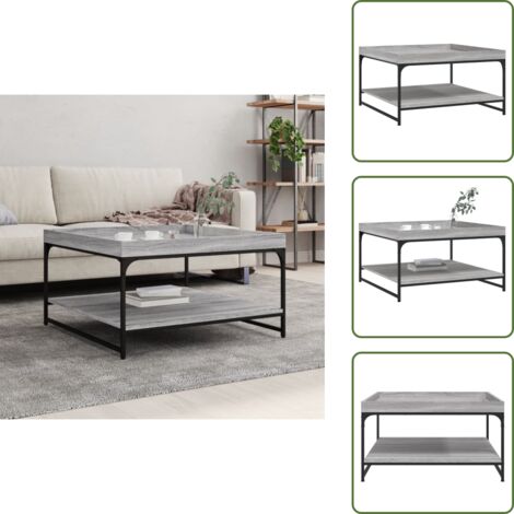 Tavolino grigio - vidaXL Tavolino Grigio Sonoma 80x80x45 cm in Legno Multistrato e Ferro - Tavolino da soggiorno