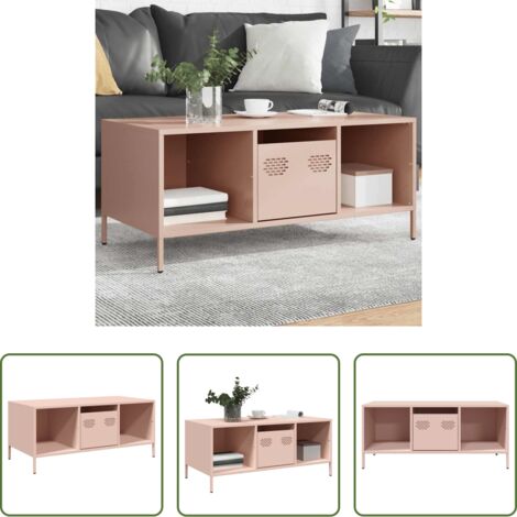 Tavolino in acciaio -  Tavolino Rosa 101,5x50x43,5 cm in Acciaio Laminato a Freddo