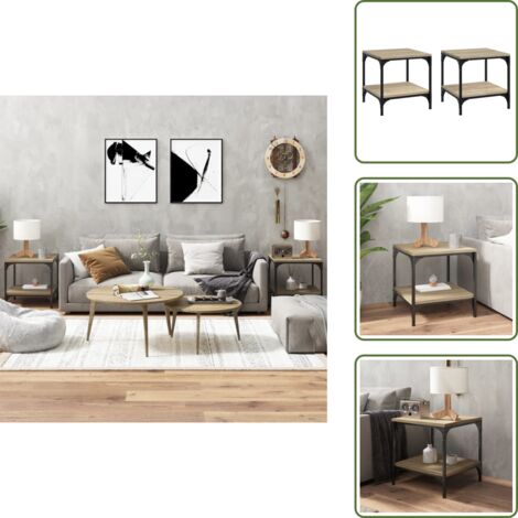 Tavolino in acciaio - vidaXL Tavolini 2pz rovere sonoma 40x40x40 cm in Legno Multistrato - Tavolino con gambe regolabili